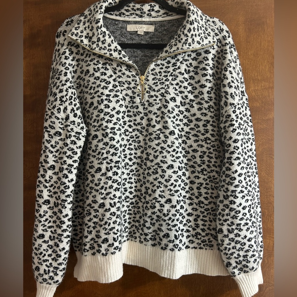 Leopard Print Quarter-Zip Pullover - image 4